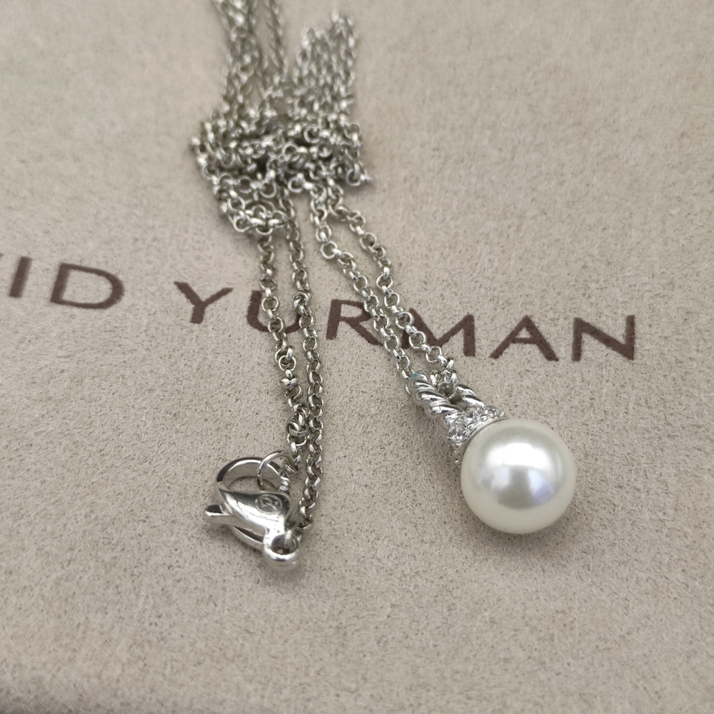 David Yurman pearl necklace, silver necklace